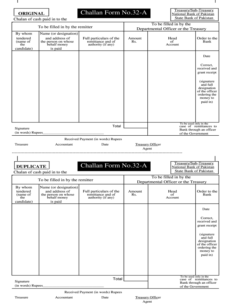 Challan Form No 32-A