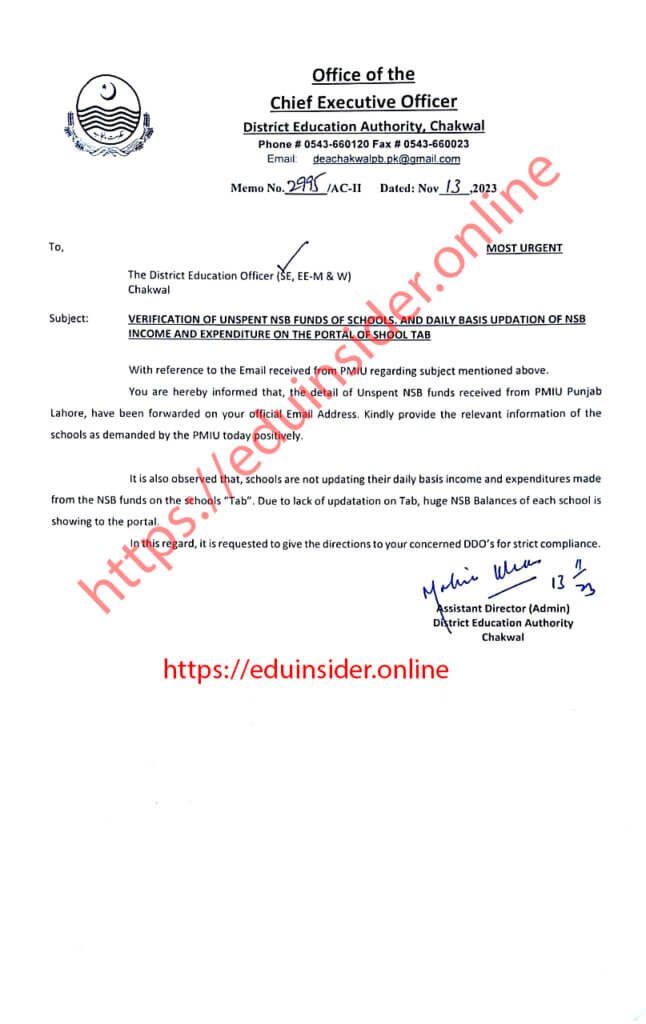 VERIFICATION-OF-UNSPENT-NSB-FUNDS-OF-SCHOOLS-AND-DAILY-BASIS-UPDATION-OF-NSB-INCOME-AND-EXPENDITURE-ON-THE-PORTAL-OF-SCHOOL-TAB