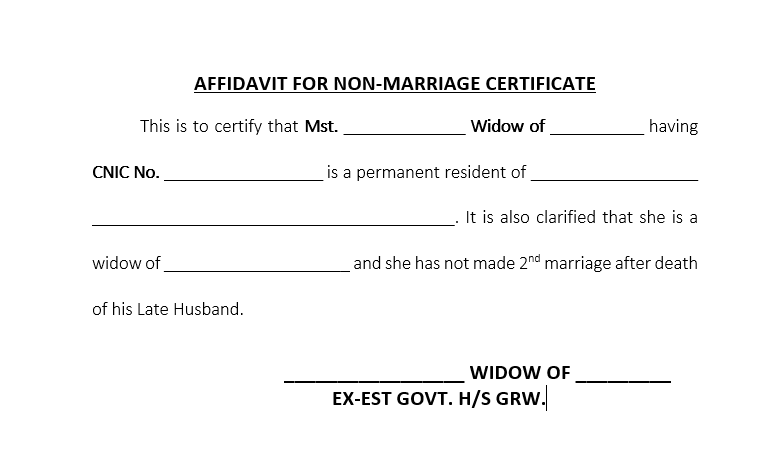 Non-Marriage Certificate