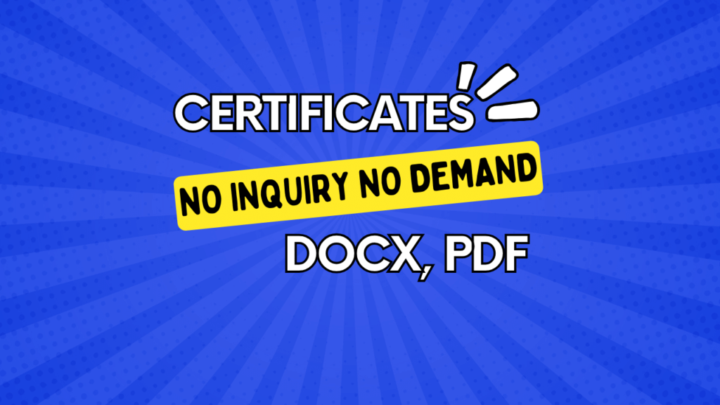 No Inquiry, No Demand, No Audit Para, No Punishment, Service, Satisfactory Certificate DOCX Thumbnail