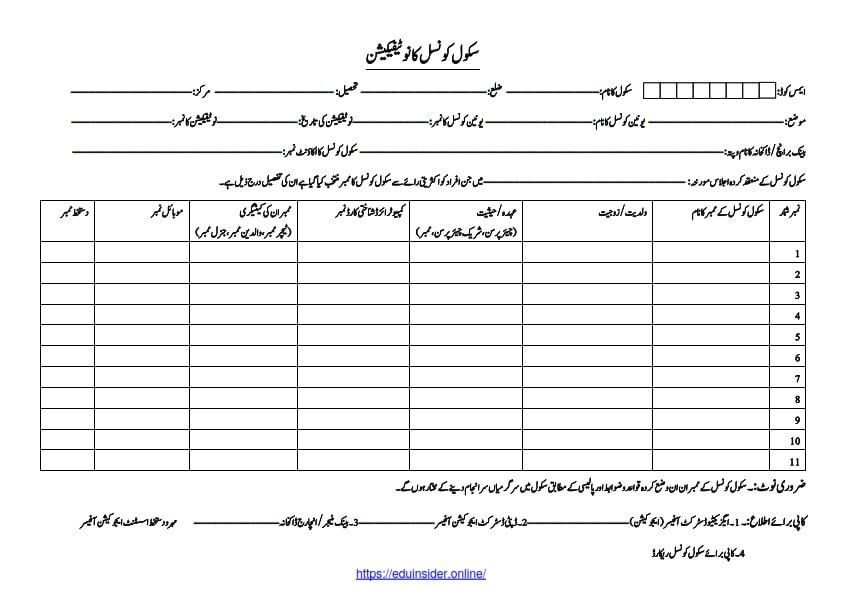 SCHOOL COUNCIL NOTIFICATION IN URDU