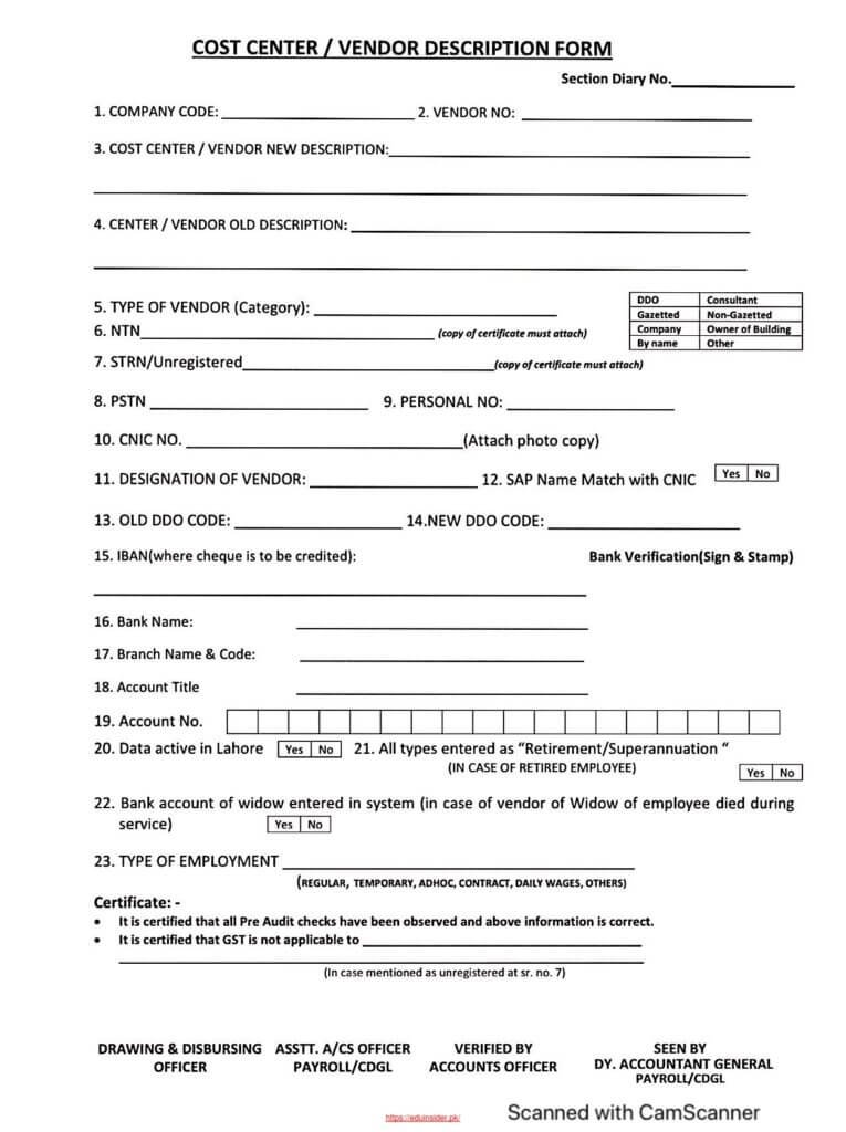revised vendor form